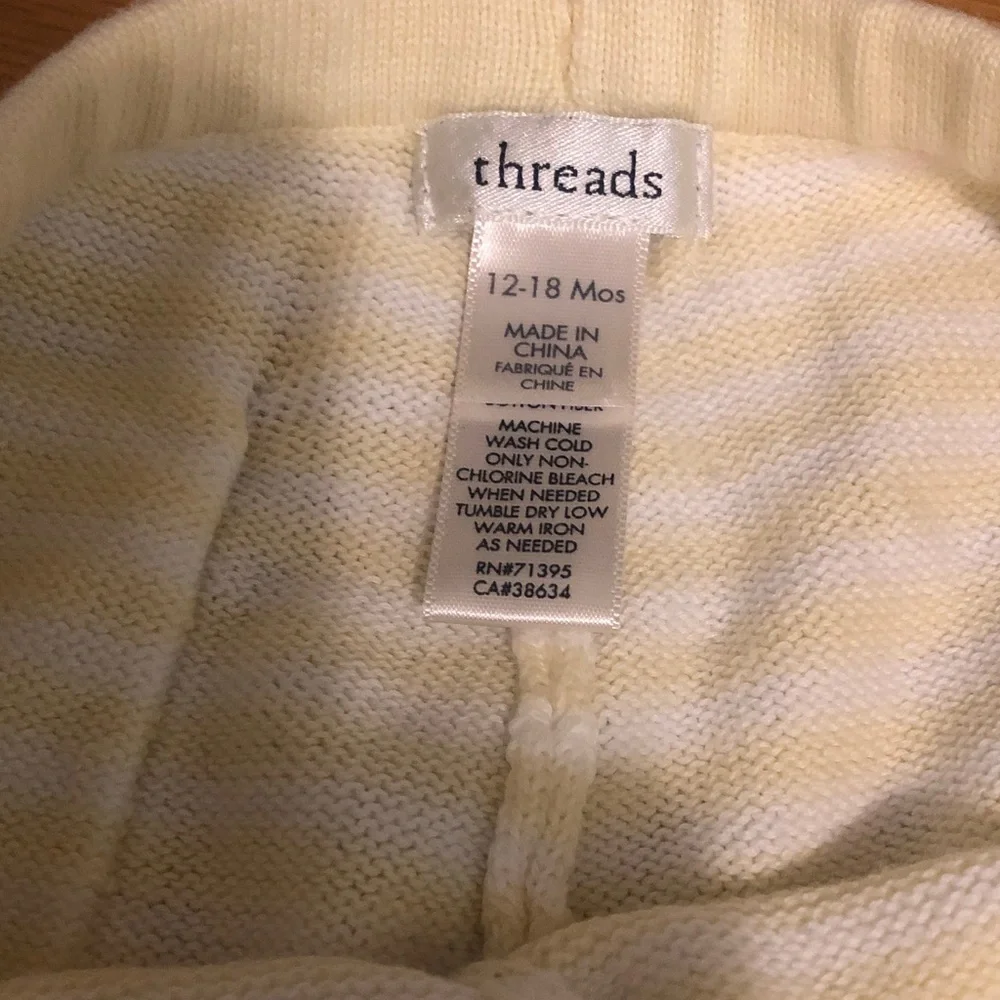 Soft Yellow Baby Knit Sweater Set by threads 12/18 months